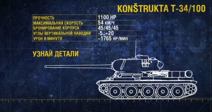 Общие ТТХ Konstrukta T-34/100